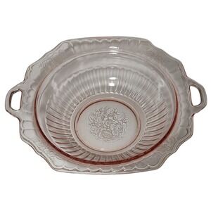 Vintage Anchor Hocking Serving Bowl Mayfair Open Rose Pink Depression Glass